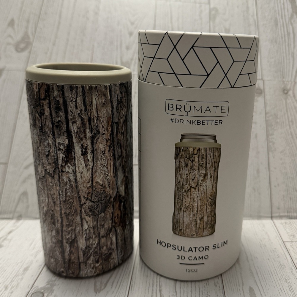 New Brumate Hopsulator Slim Can Cooler Tumbler 12 oz Drink Holder 3D Camo Forest